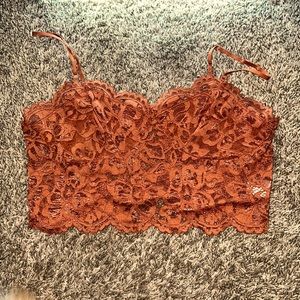 Lacy brown ish orange crop top